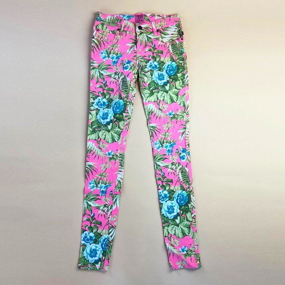 Tripp NYC Tropical Print Jeans Pink - Size 26